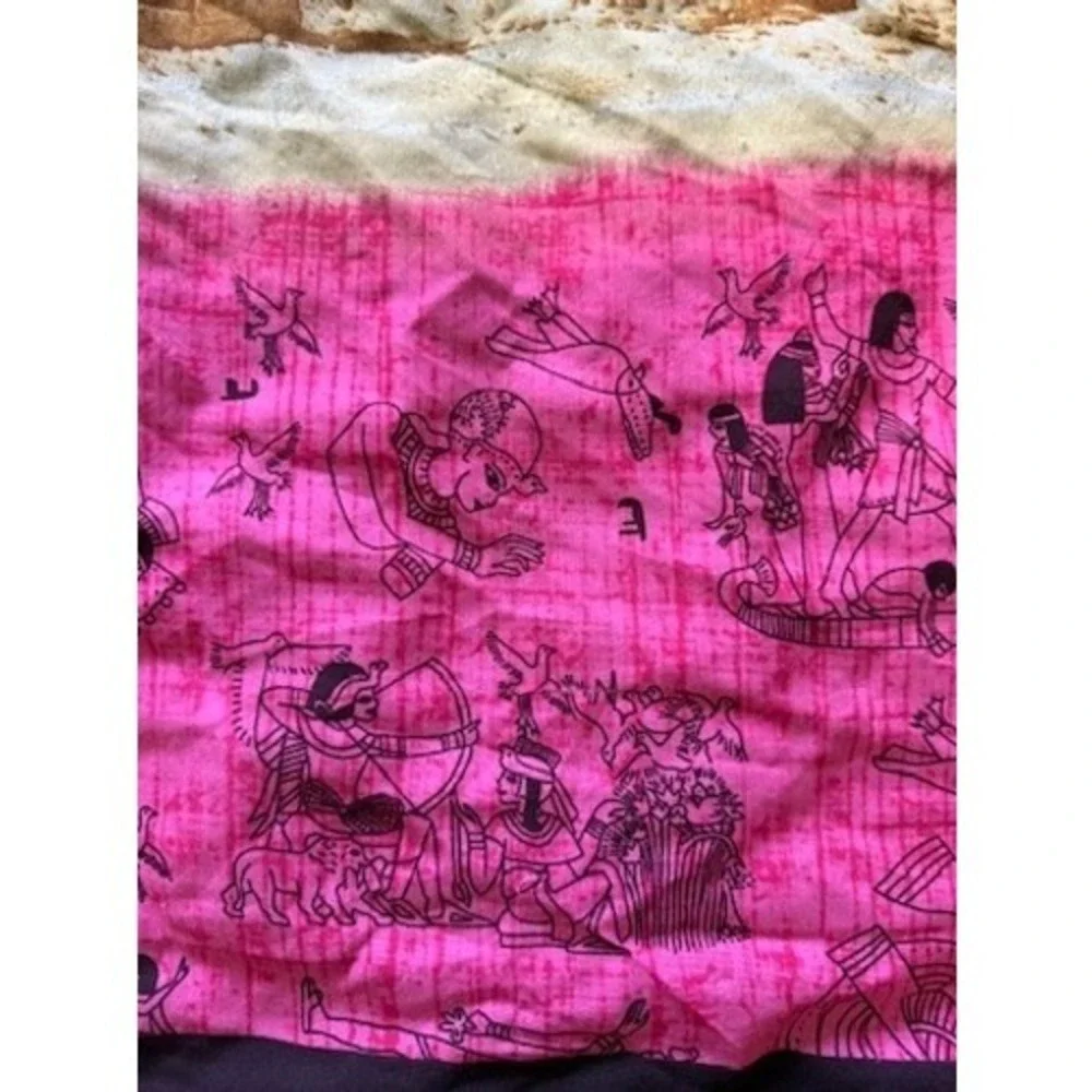Unique Pink Egyptian Hieroglyphic Scarf Shawl‎ Wrap Large